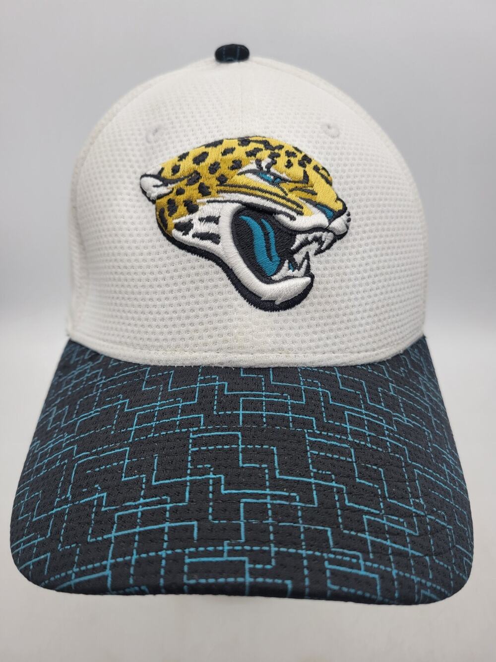 Jacksonville Jaguars New Era 39thirty S/M Fitted Hat white/teal/black *see pics